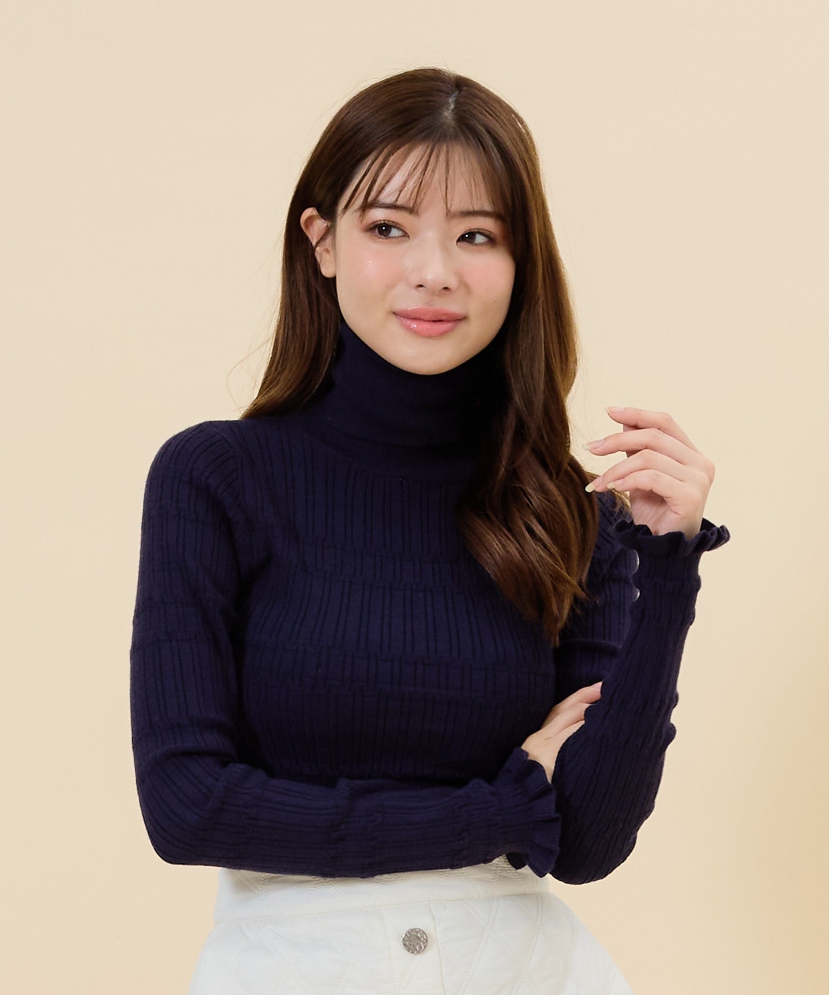 デザインリブタートルニット