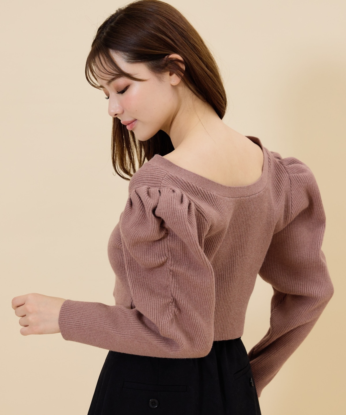 ボリュームショルダーリブカーディガン