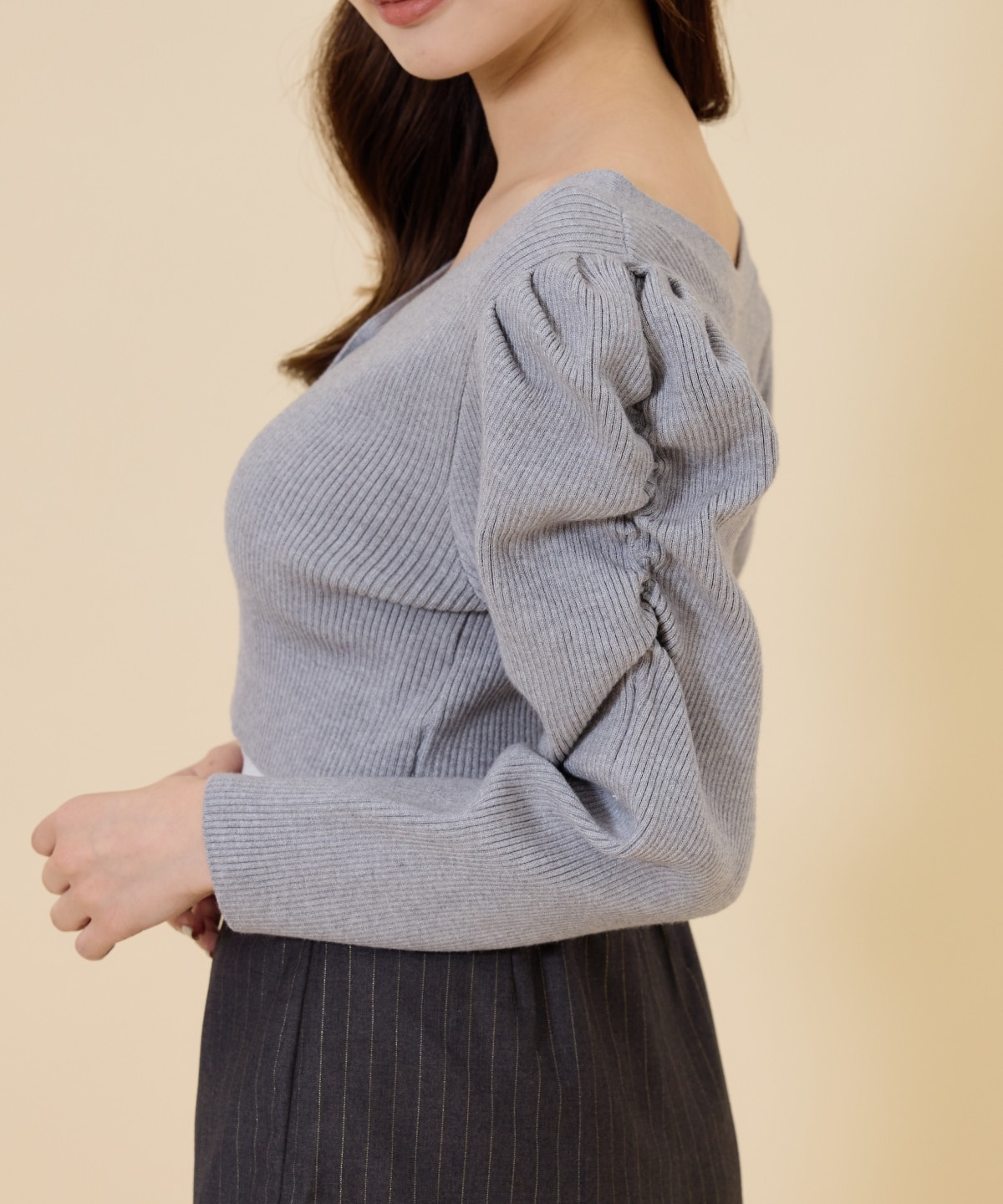 ボリュームショルダーリブカーディガン