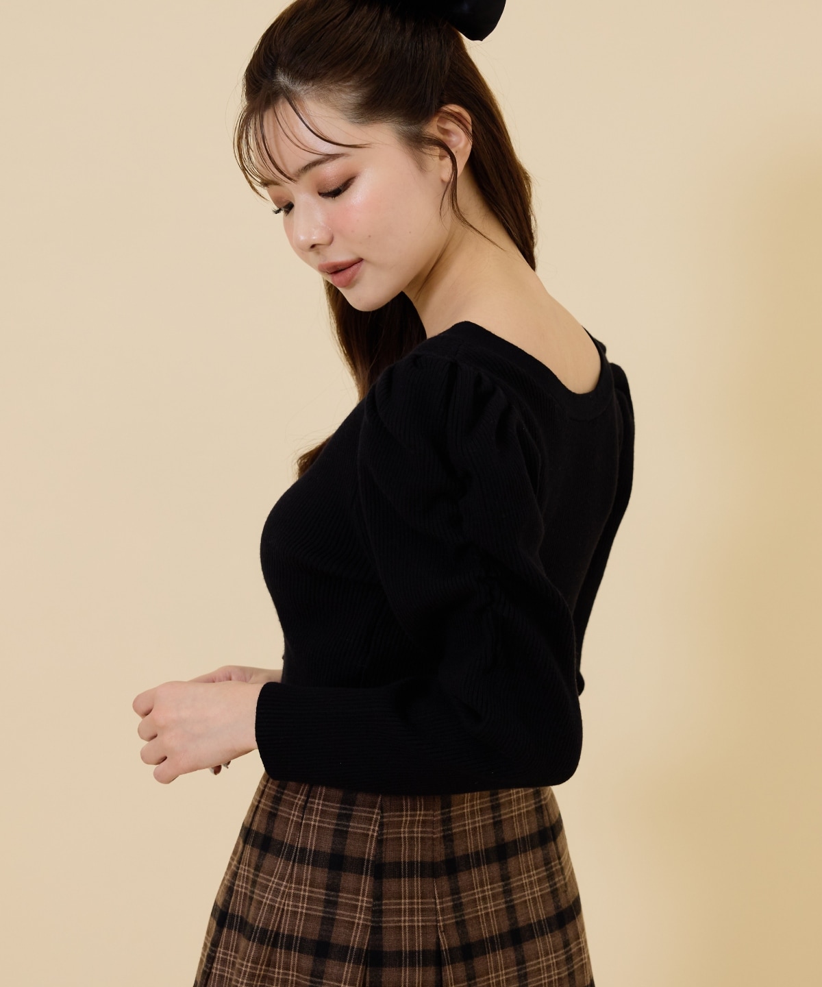 ボリュームショルダーリブカーディガン