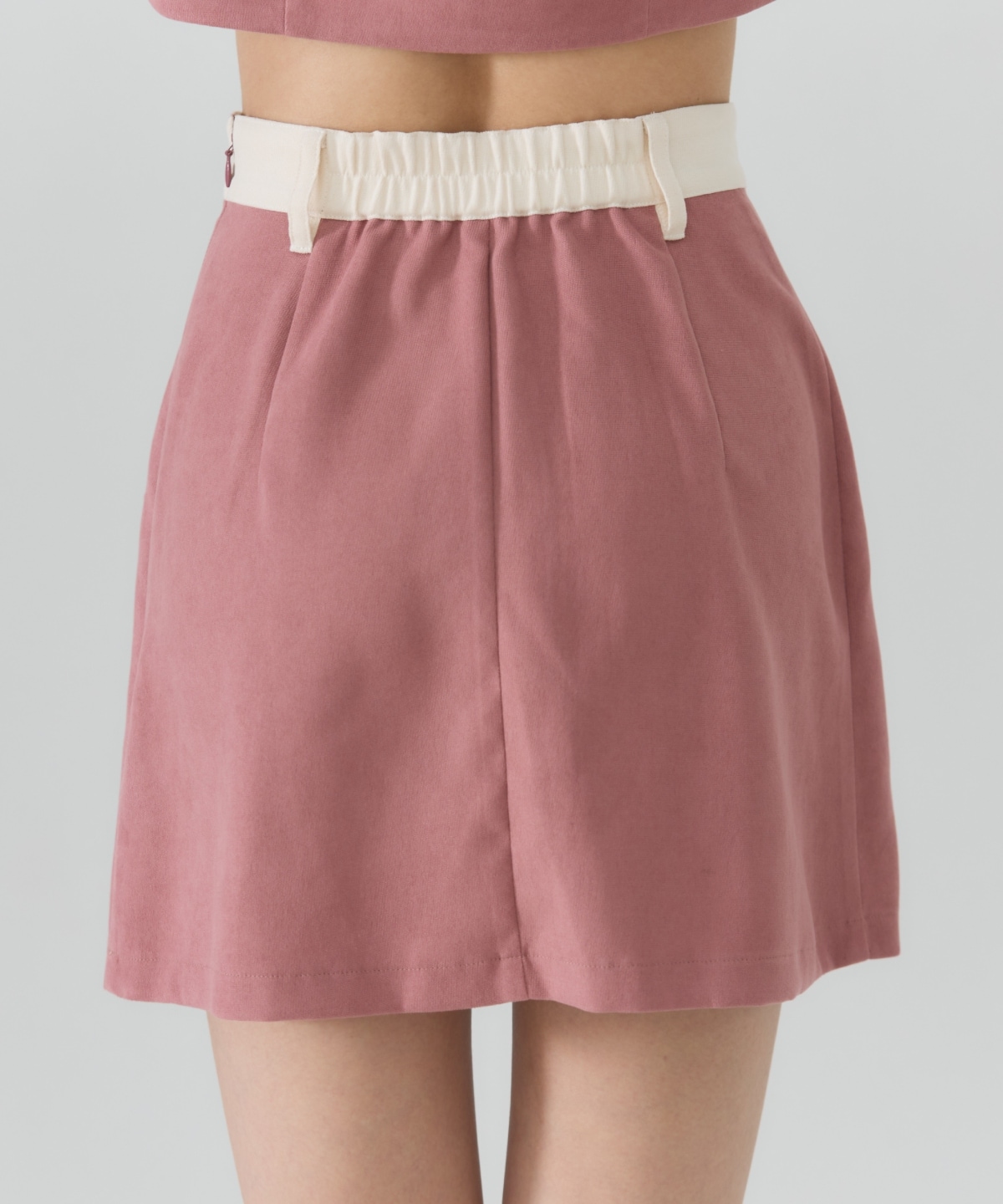 【セットアップ可能】ダブルボタンバイカラーミニスカート