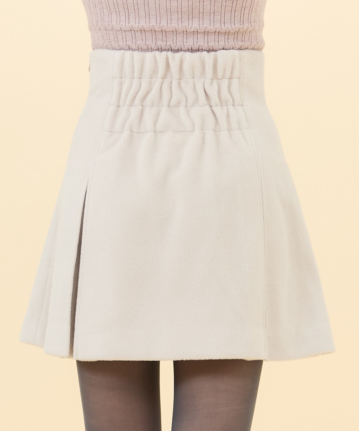 【セットアップ可能】カットメルトンミニスカート