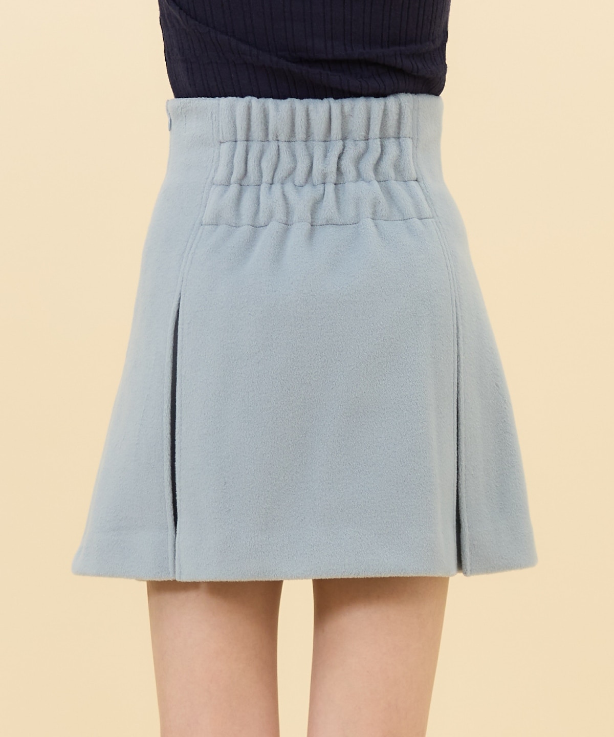 【セットアップ可能】カットメルトンミニスカート