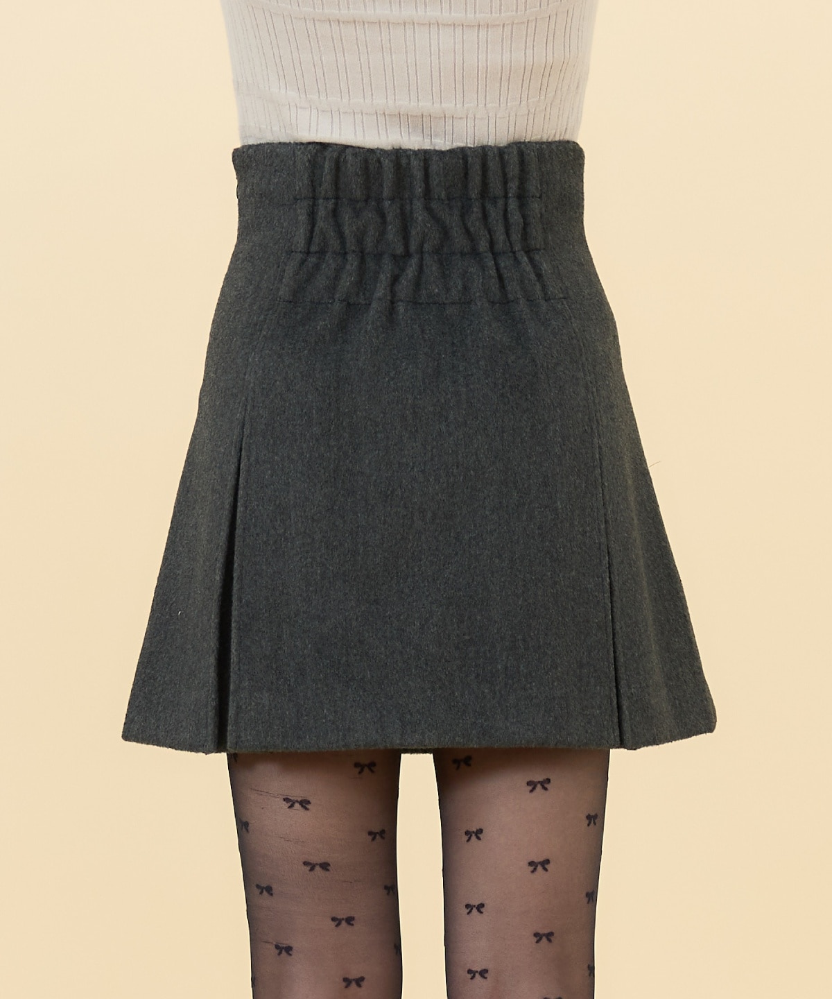【セットアップ可能】カットメルトンミニスカート