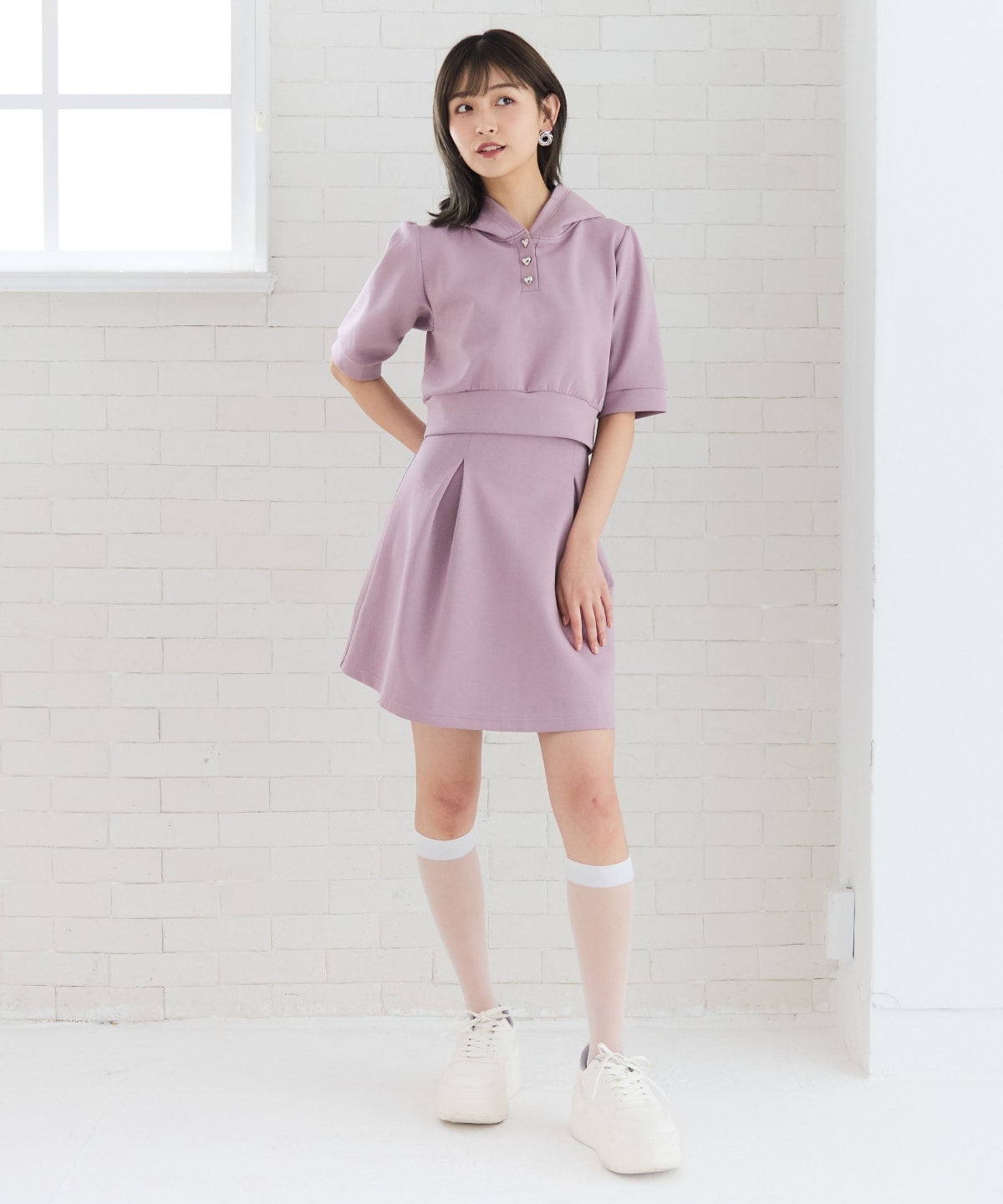 レースアップフレアミニスカート