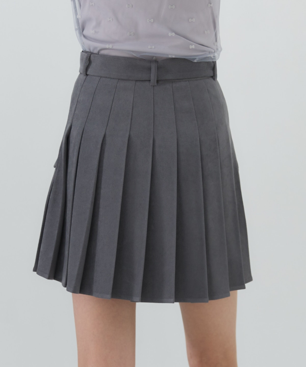 【セットアップ可能】ベルテッドプリーツミニスカート