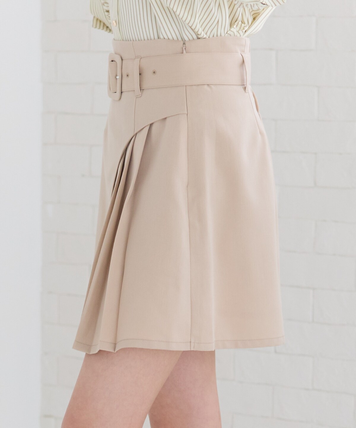 ラップデザインアシメプリーツミニスカート