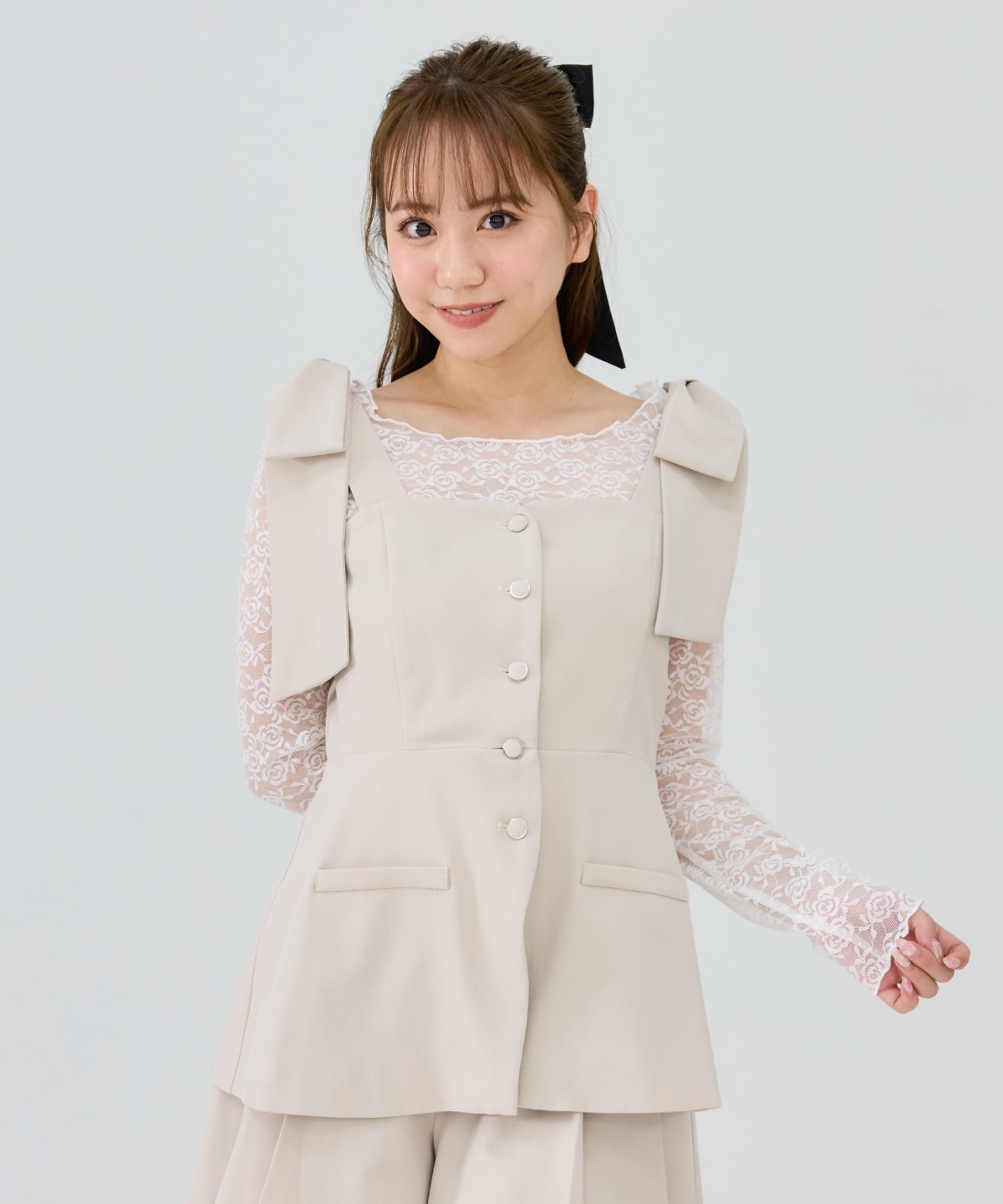 【セットアップ可能】リボンショルダービスチェ