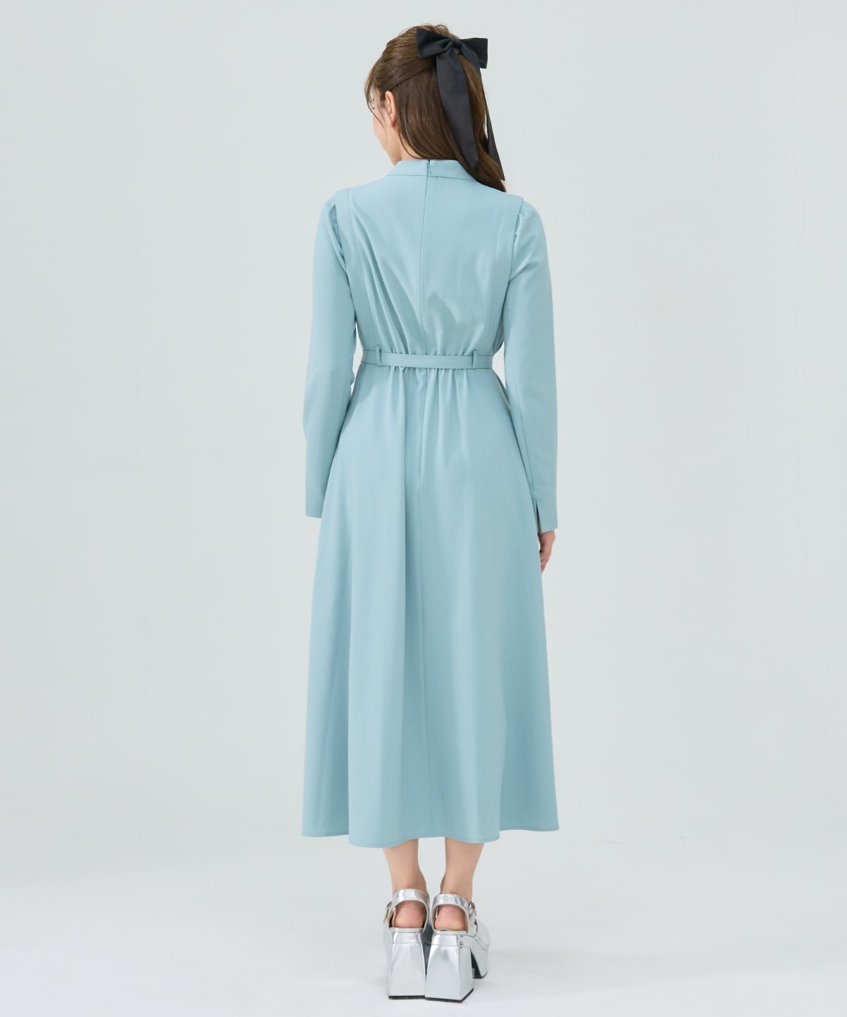 シャドウラメストライプカシュクールワンピース