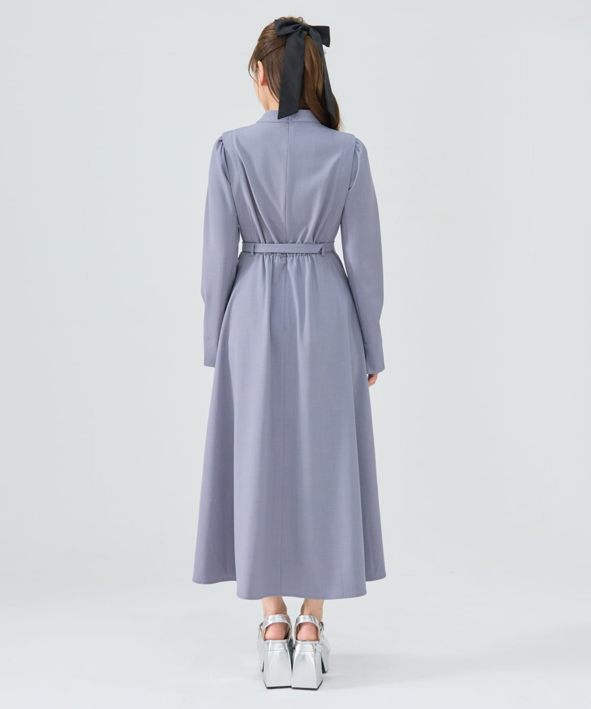 シャドウラメストライプカシュクールワンピース