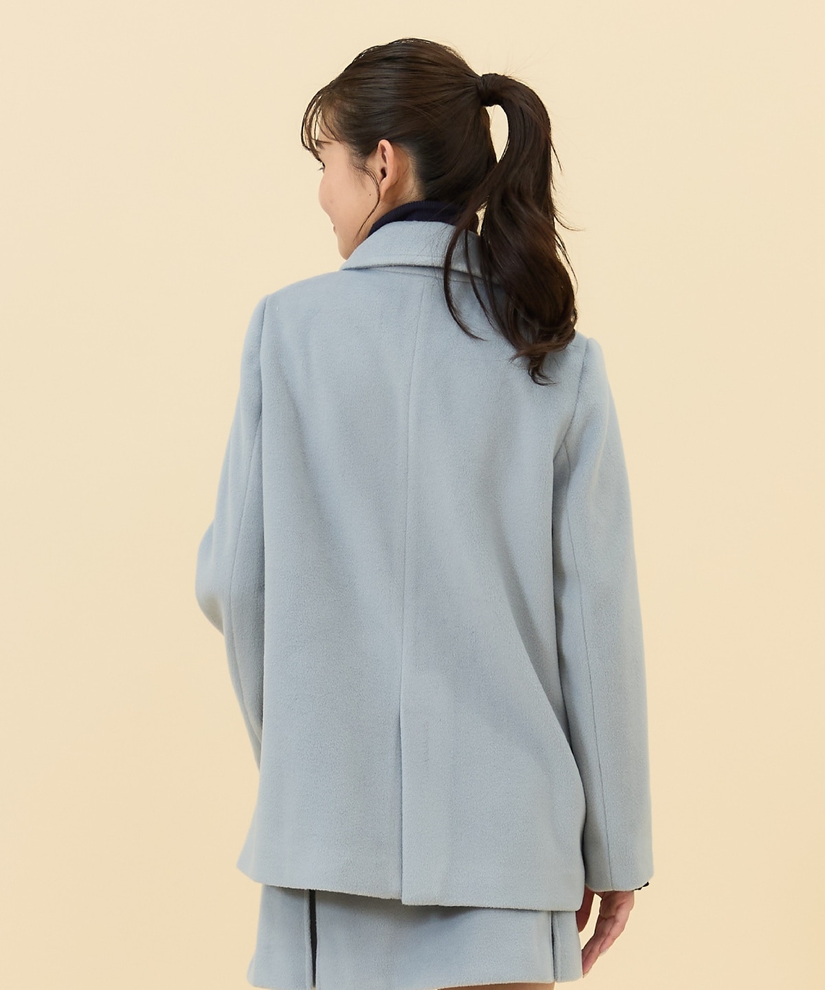 【セットアップ可能】カットメルトンダブルショートコート