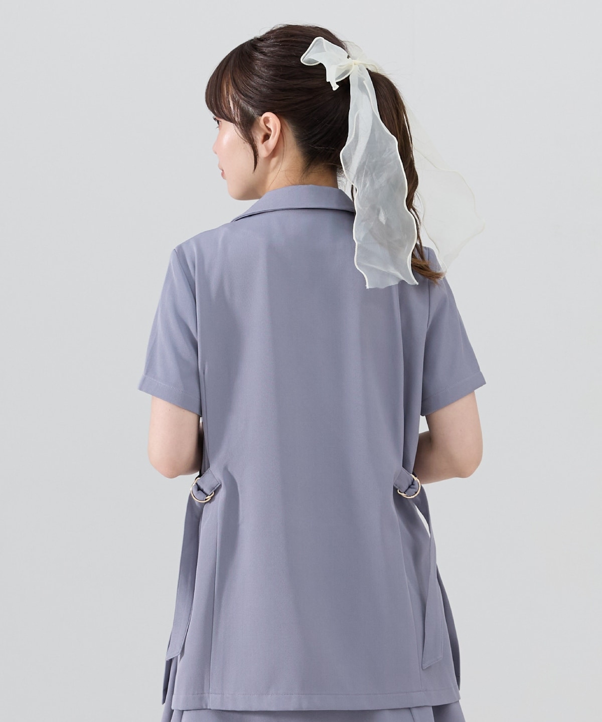 【セットアップ可能】サイドベルト半袖ダブルジャケット