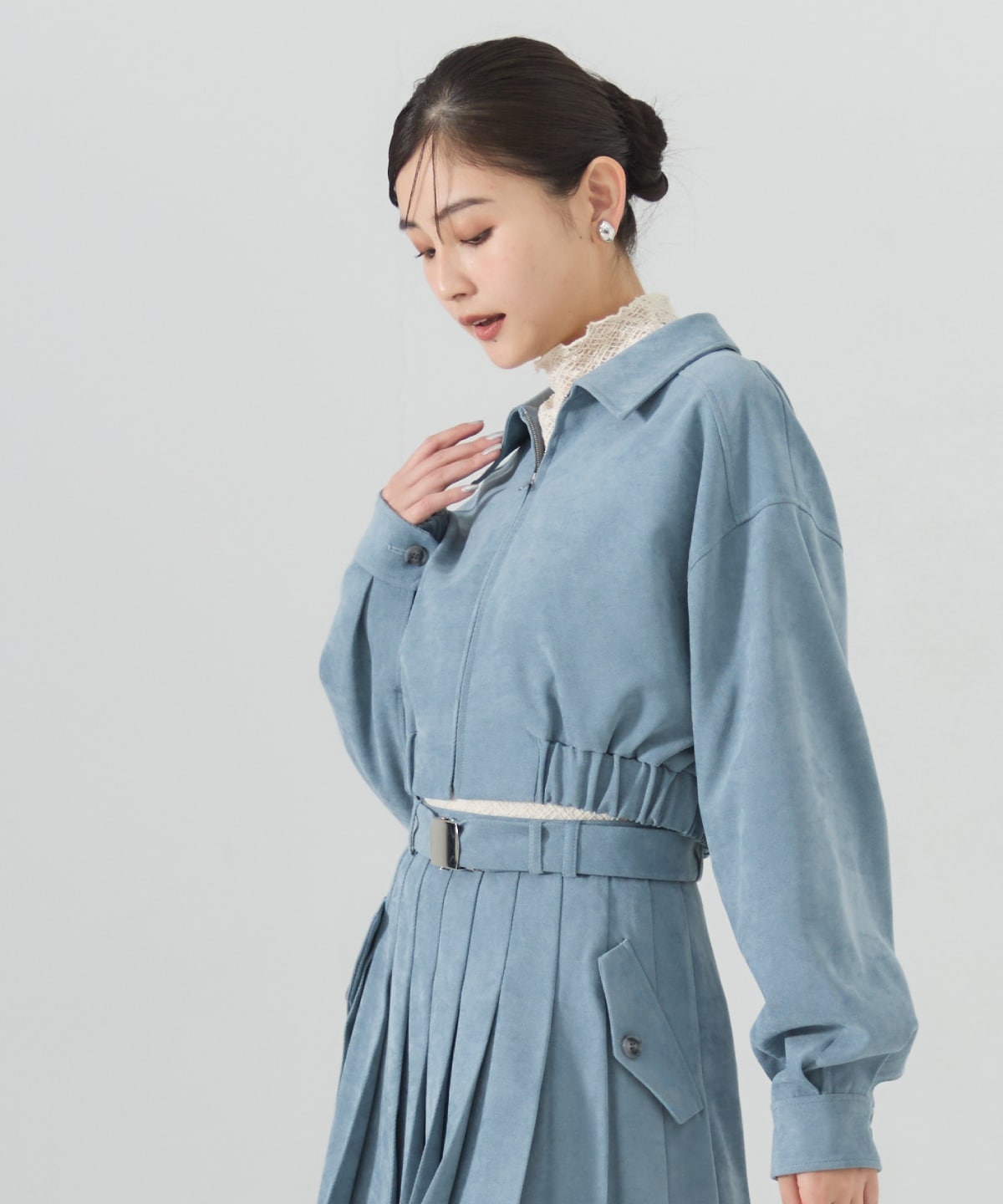 【セットアップ可能】フロントジップショートブルゾン