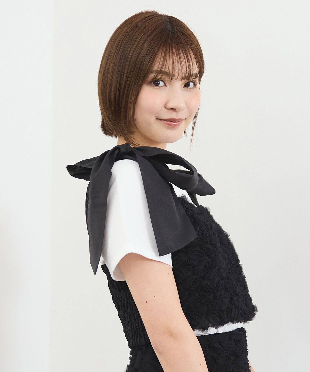 【セットアップ可能】3Dフラワーレースショルダーリボンビスチェ