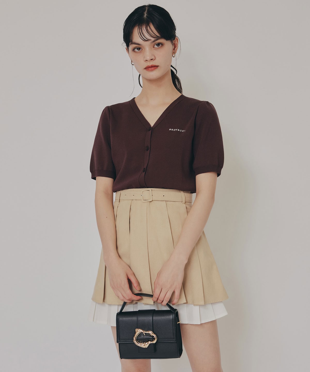 バックルデザインロゴストラップミニバッグ