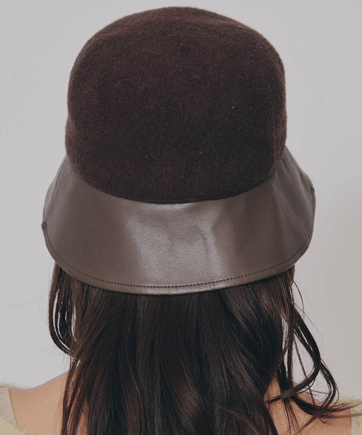 レザーコンビバケットハット