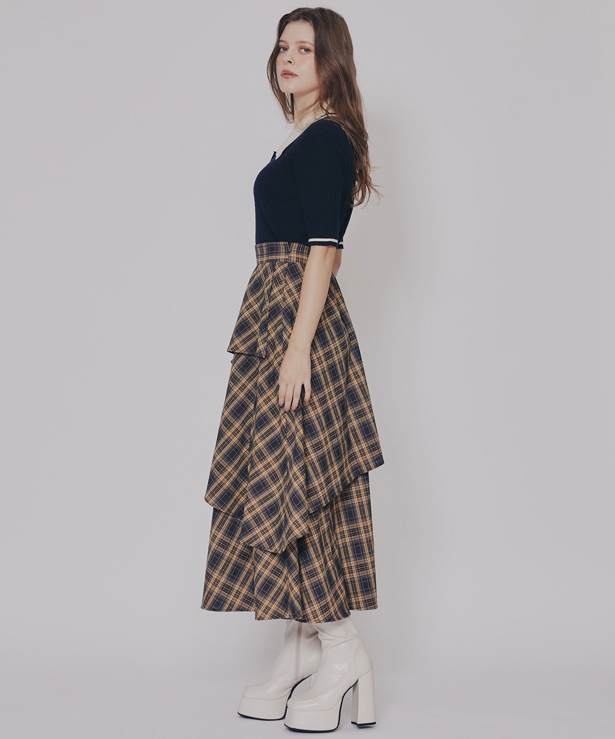 タータンチェックティアードスカート