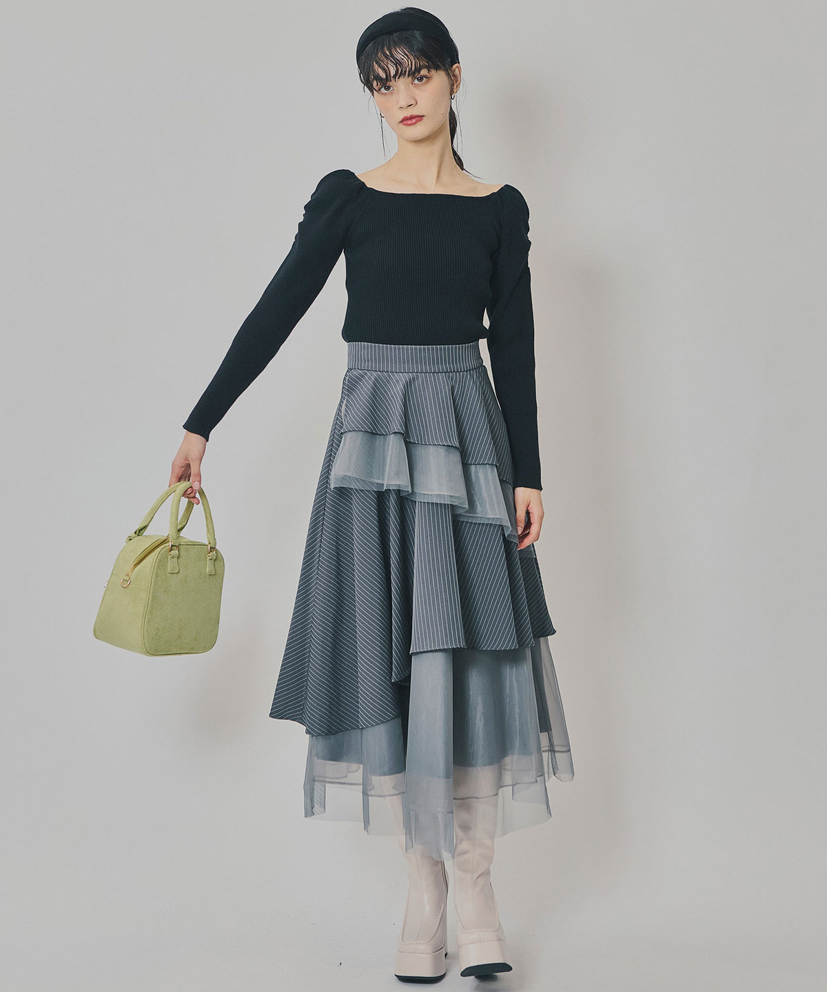 シアーMIXティアードスカート