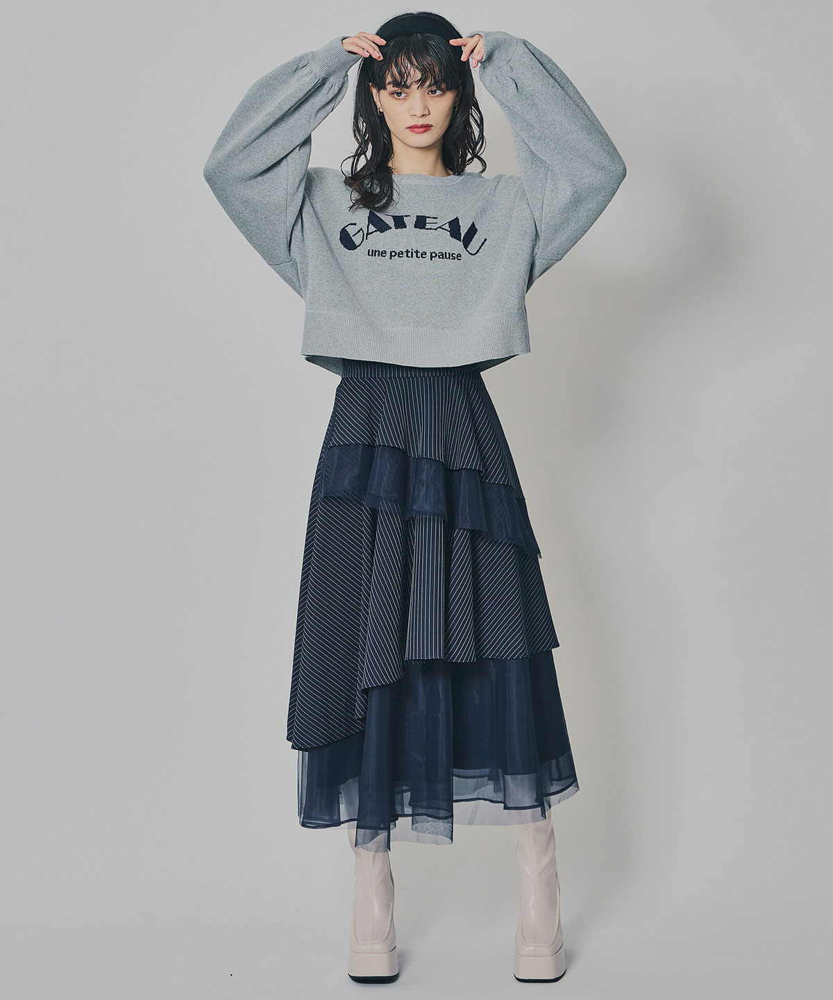 シアーMIXティアードスカート