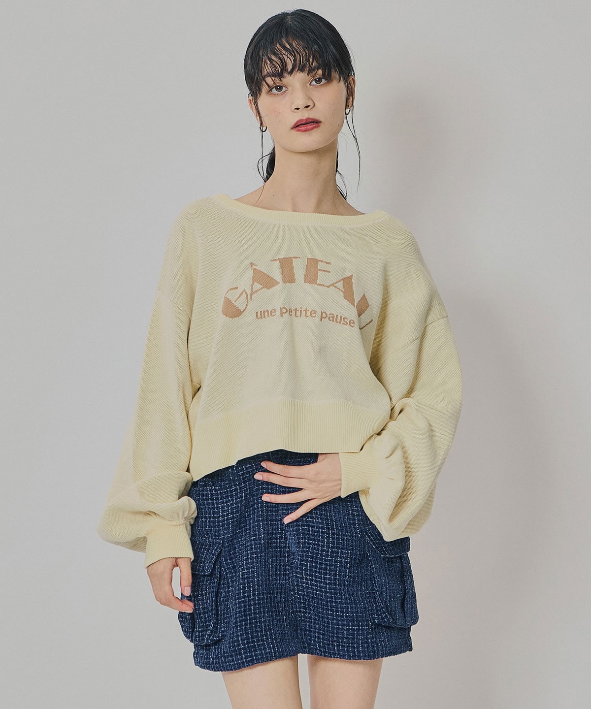 モールツイードカーゴミニスカート