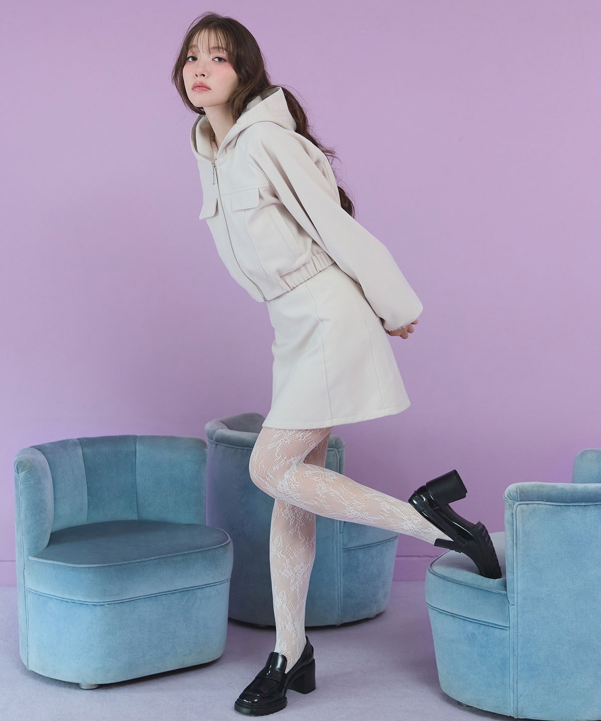 【セットアップ可能】ハイウエストフレアミニスカート