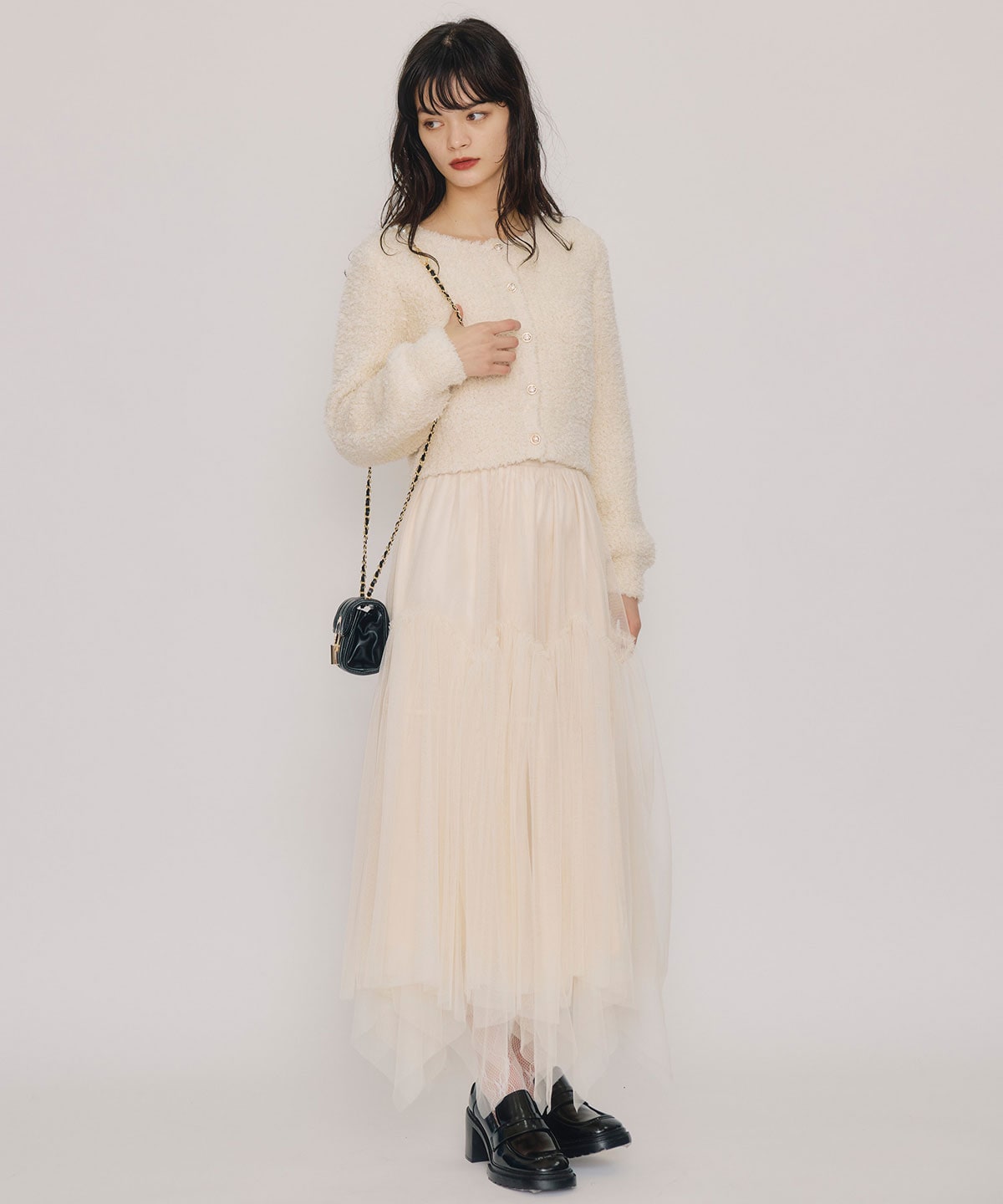 チュールフレアロングスカート