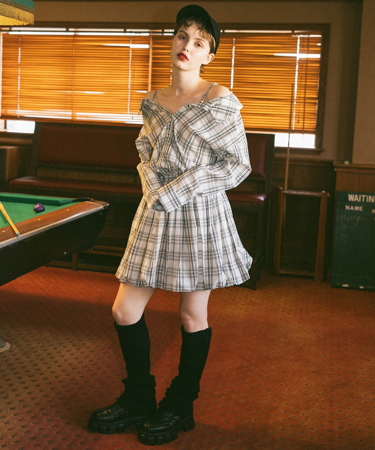 マルチWAYチェックブラウス×バルーンスカートセットアップ