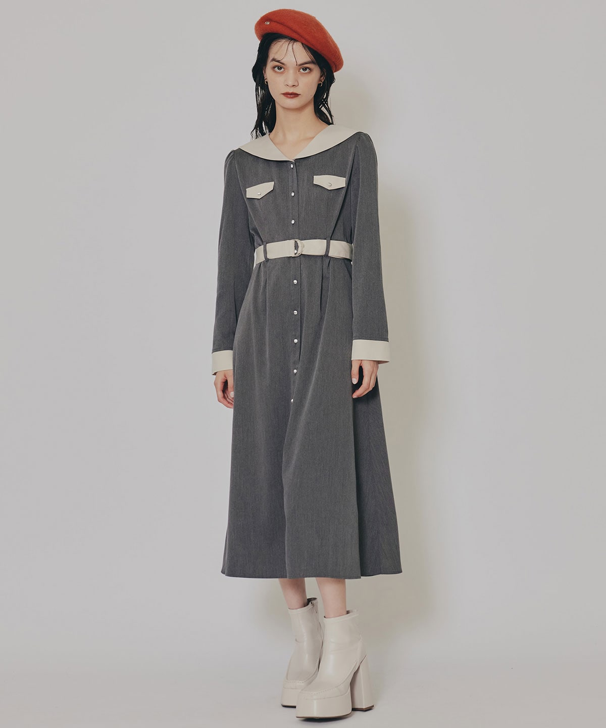 BIGセーラーカラーロングワンピース