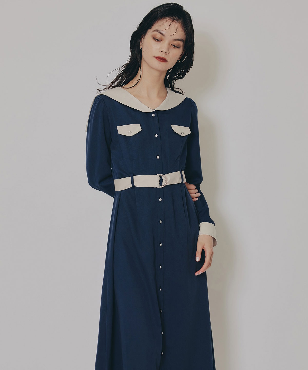 BIGセーラーカラーロングワンピース