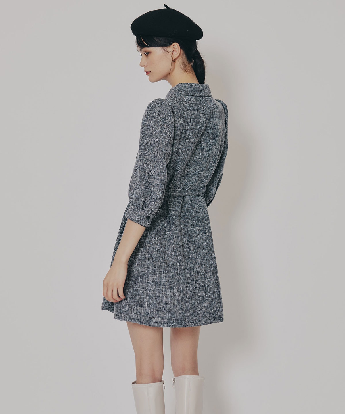 カラーミックスフロントZIPワンピース