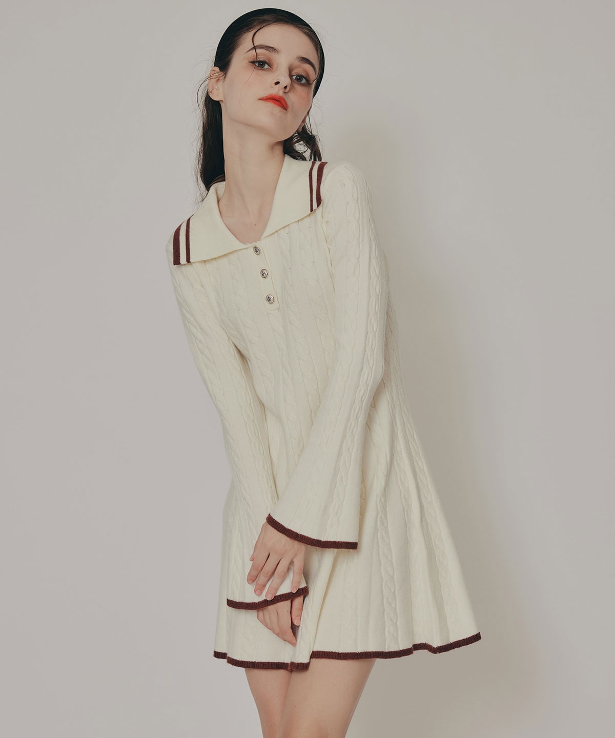 ラインケーブルミニニットワンピース