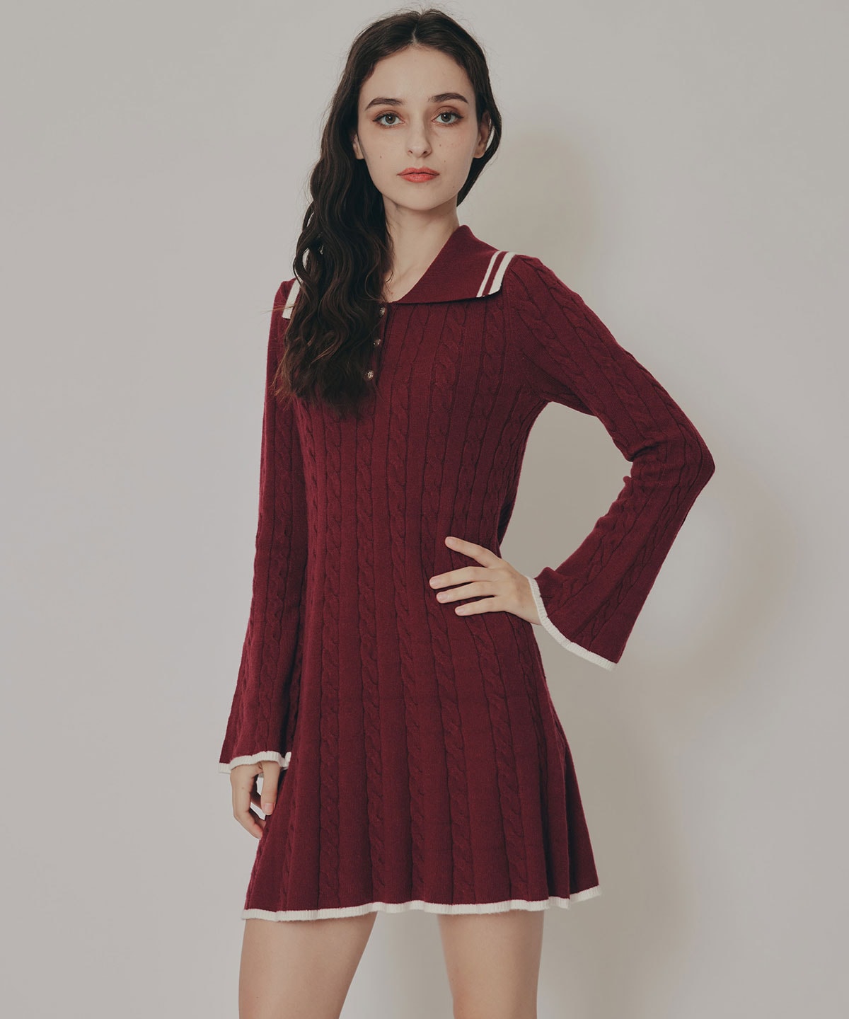 ラインケーブルミニニットワンピース