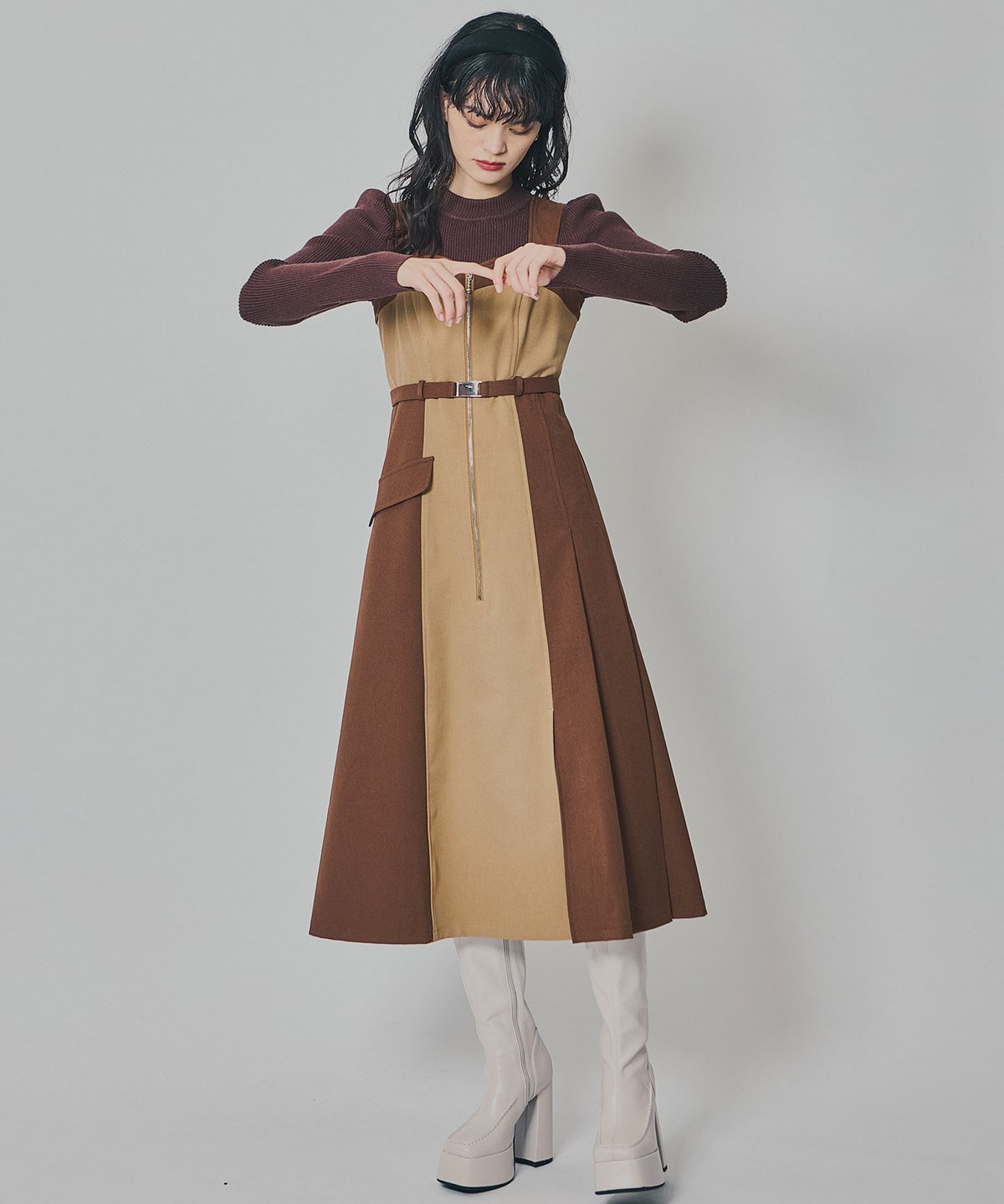 フロントジップバイカラージャンスカ