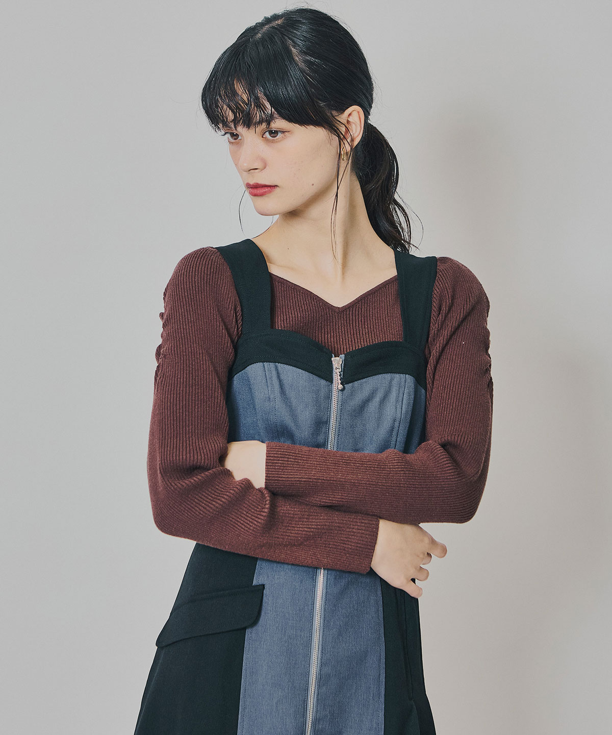 フロントジップバイカラージャンスカ