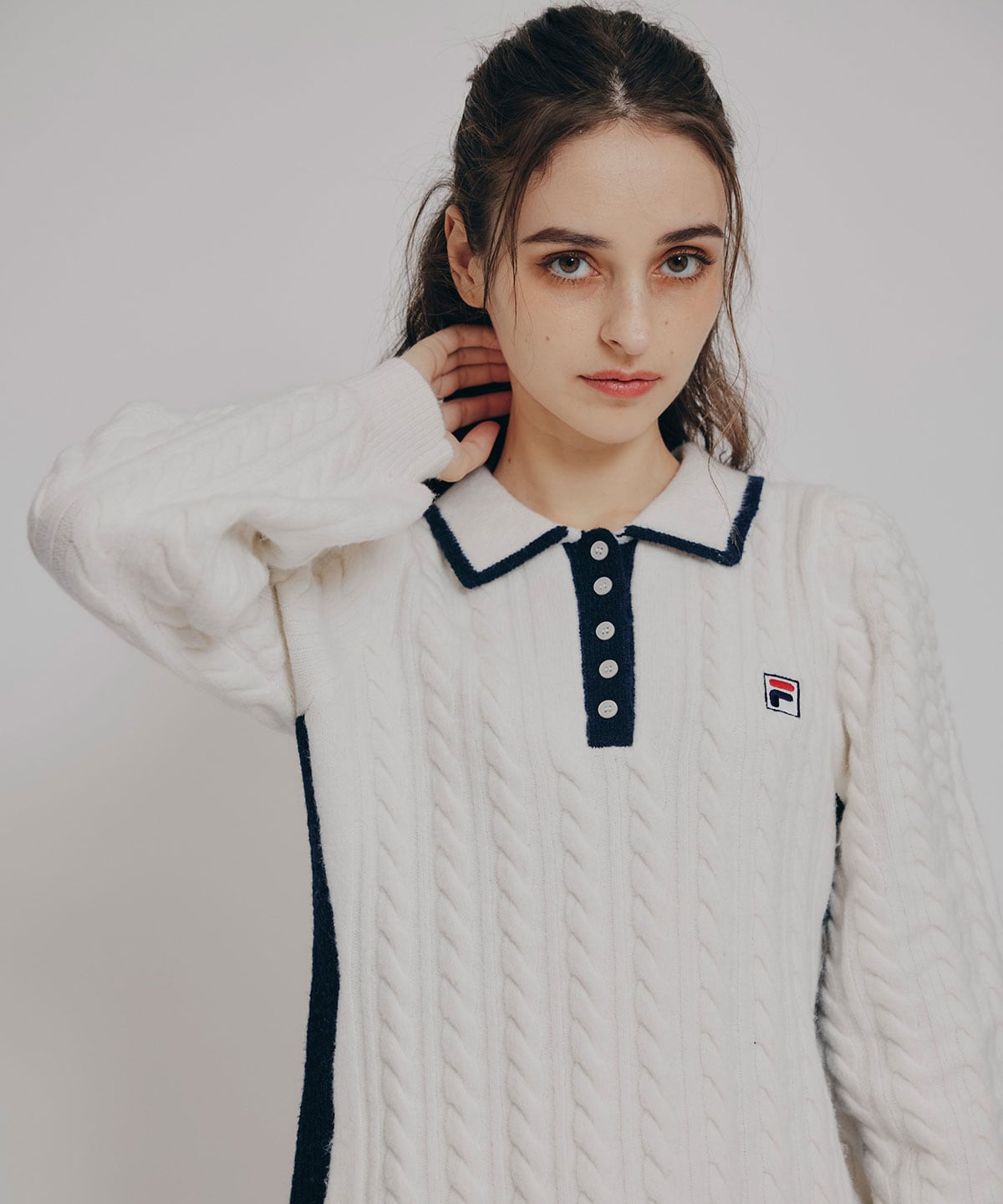 ［FILA×REDYAZEL］ケーブルニットポロミニワンピース