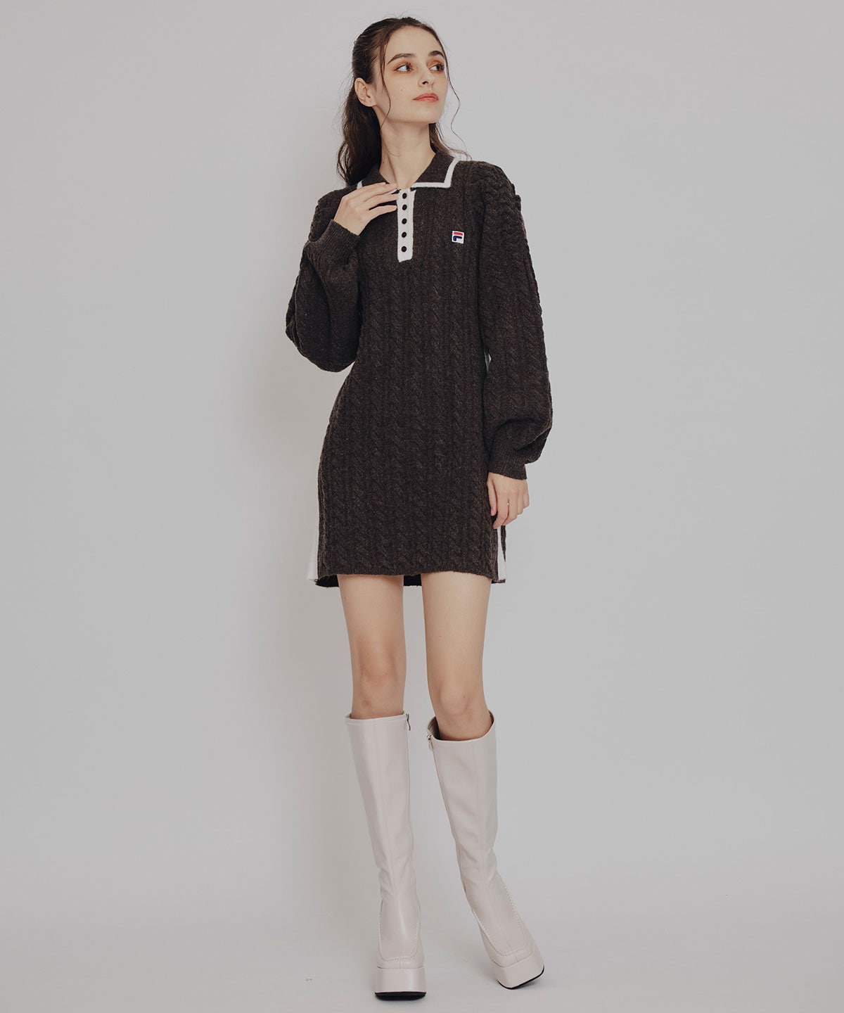 ［FILA×REDYAZEL］ケーブルニットポロミニワンピース