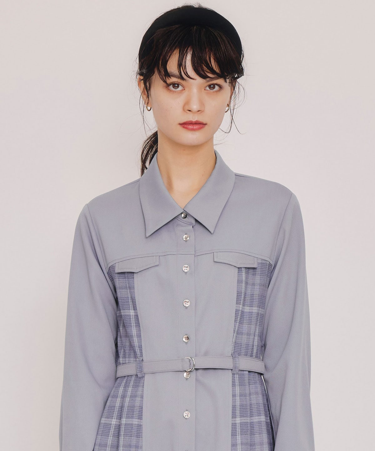 チェックパネルロングワンピース