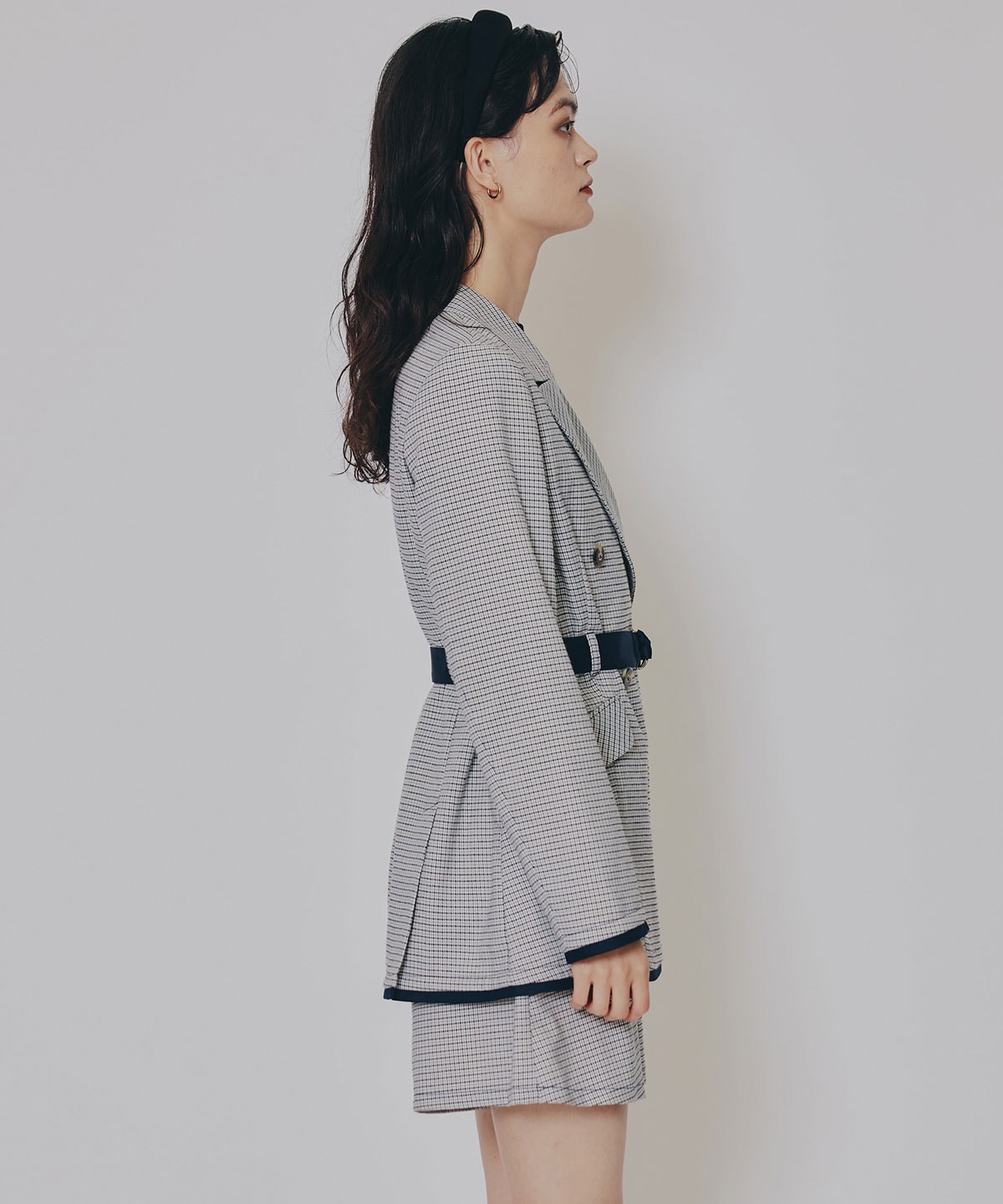 【セットアップ可能】グレンチェックダブルジャケット