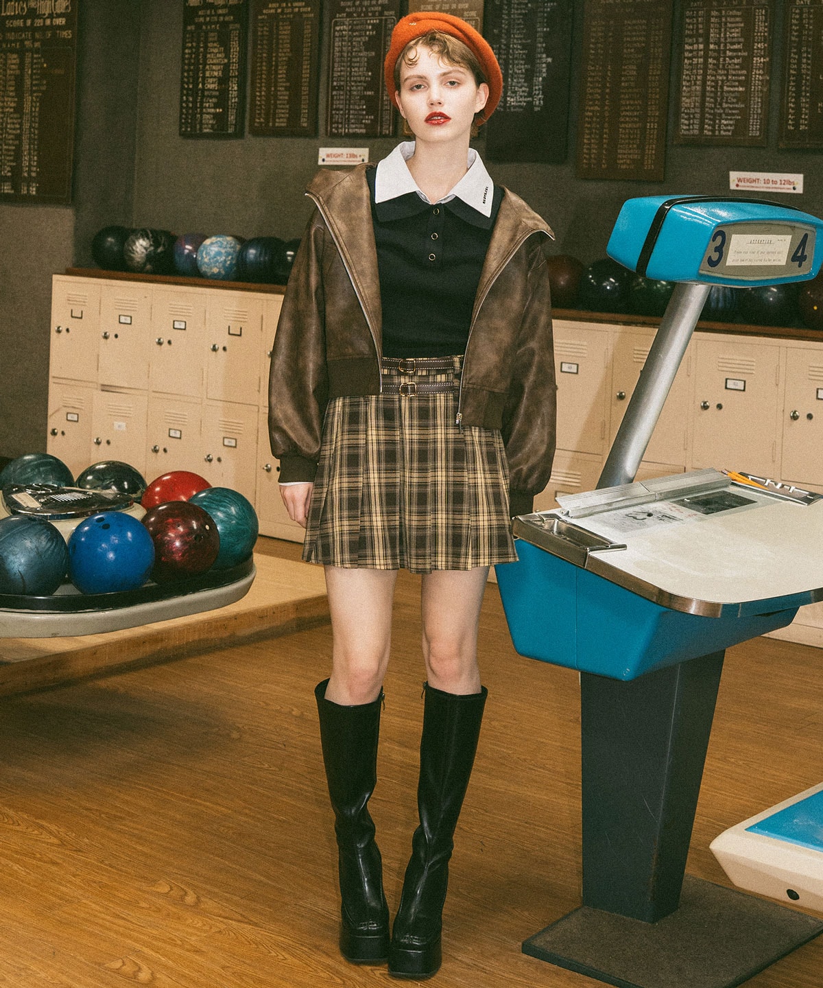 ヴィンテージライクレザーフーディブルゾン