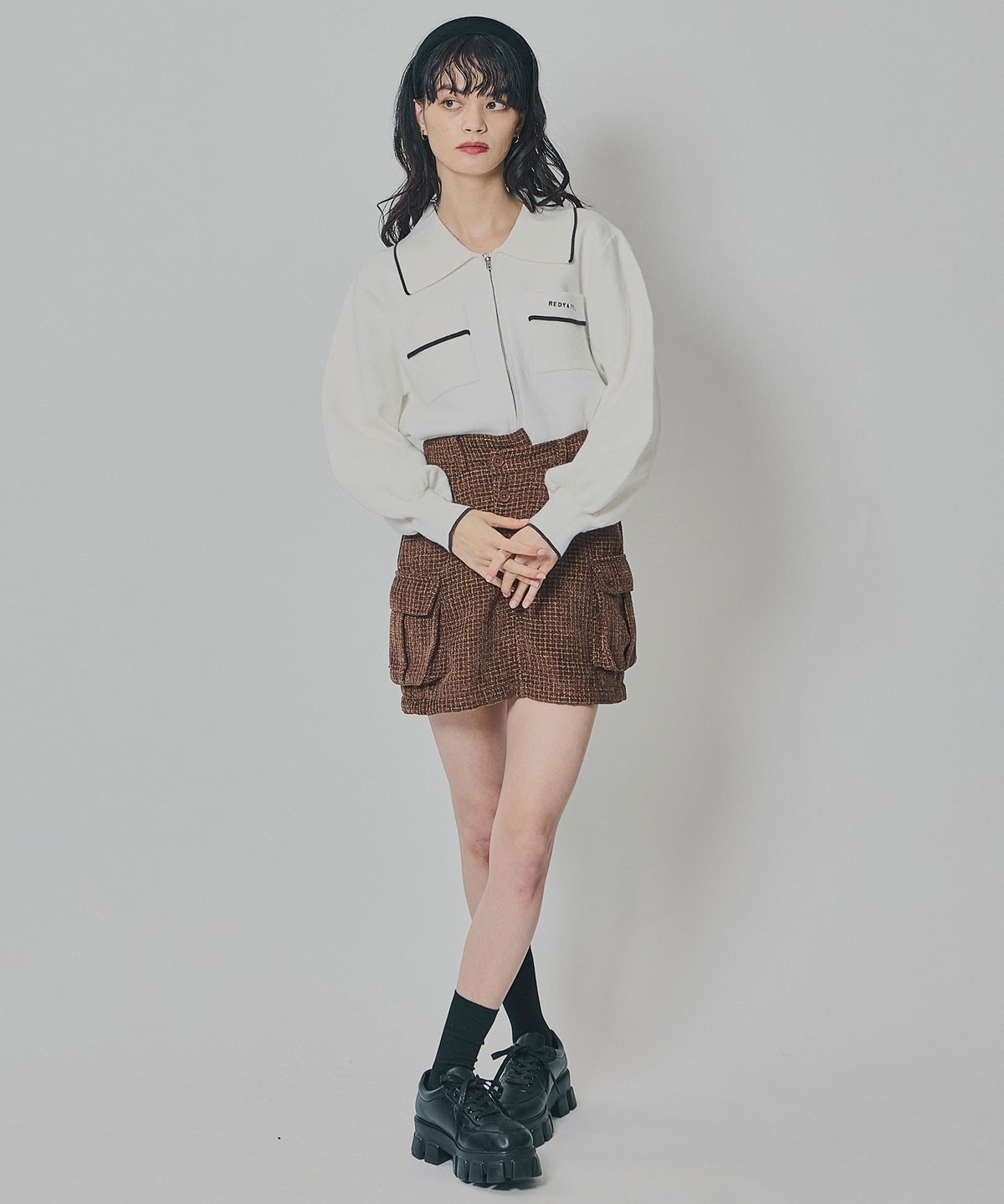 バイカラーラインZIPニットジャケット