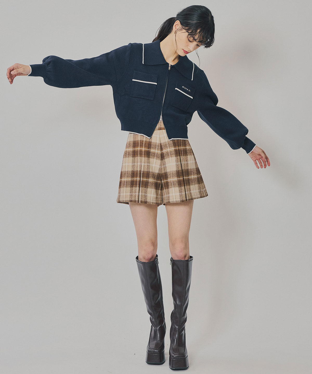 バイカラーラインZIPニットジャケット