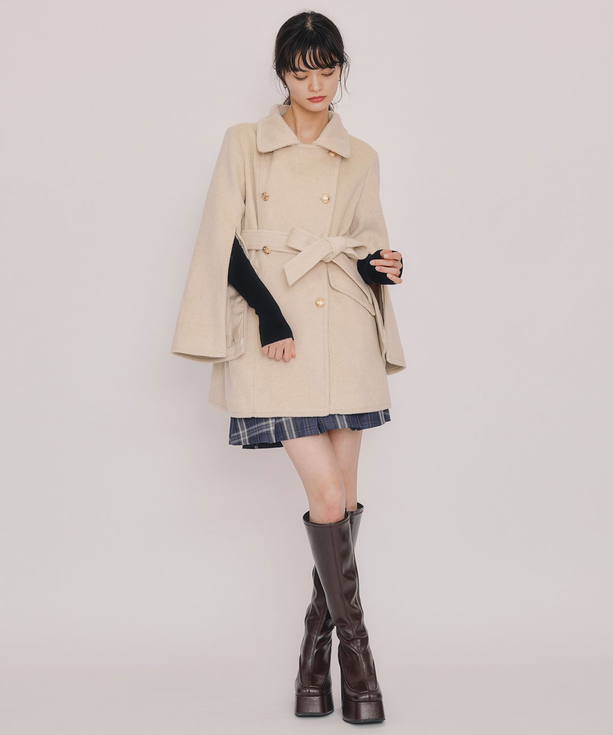 2WAYベルスリーブミドルコート