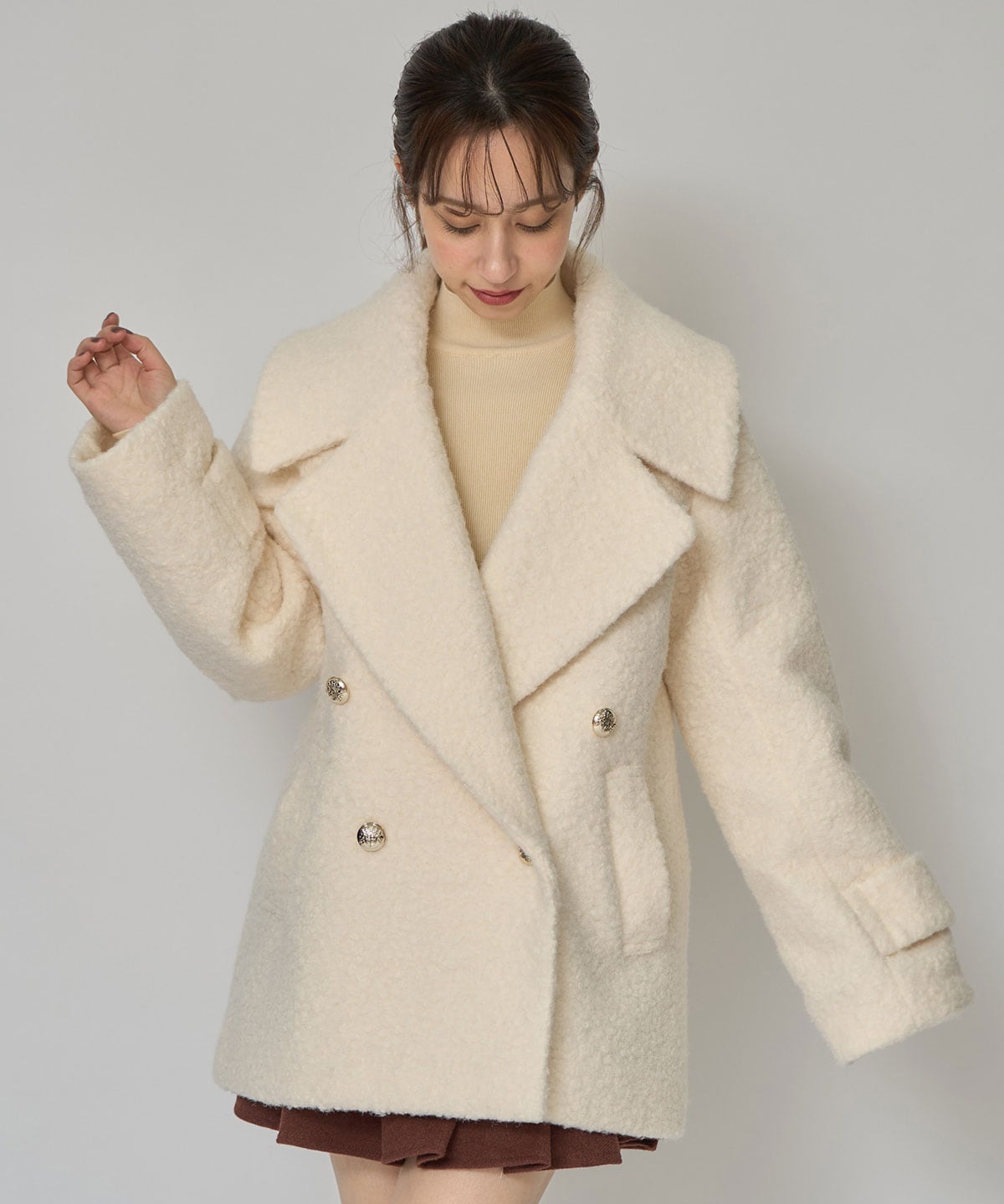 ボアダブルミドルコート