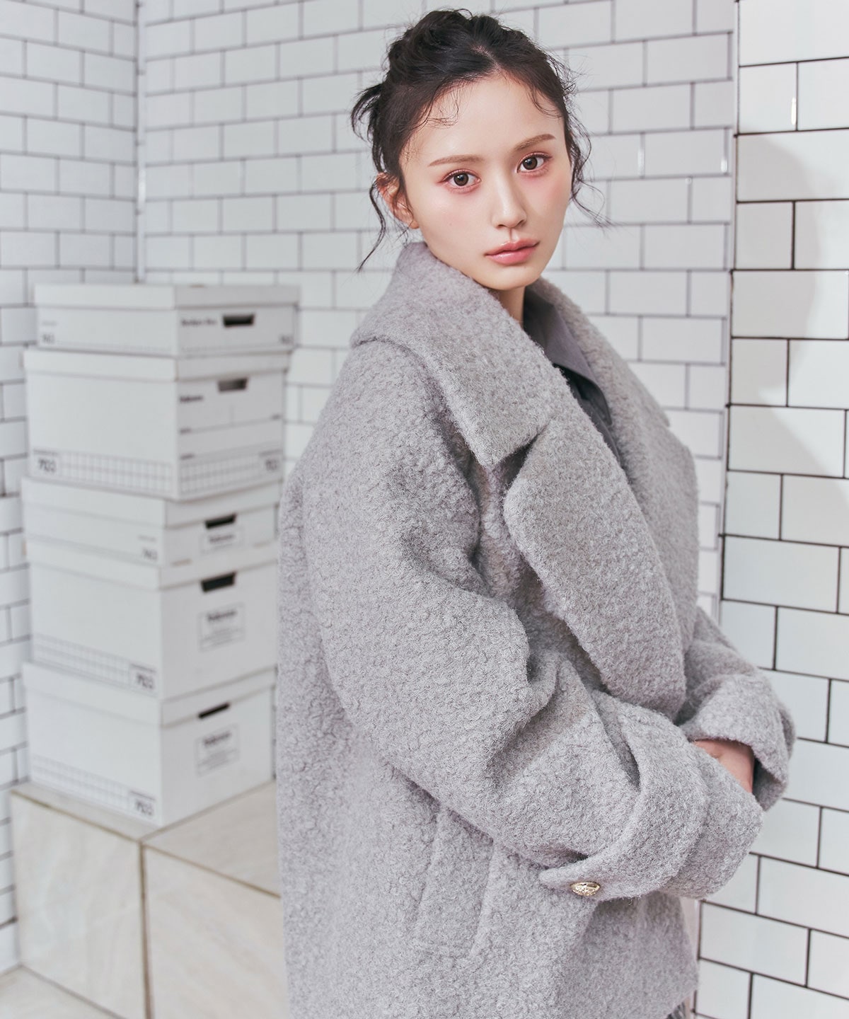 ボアダブルミドルコート