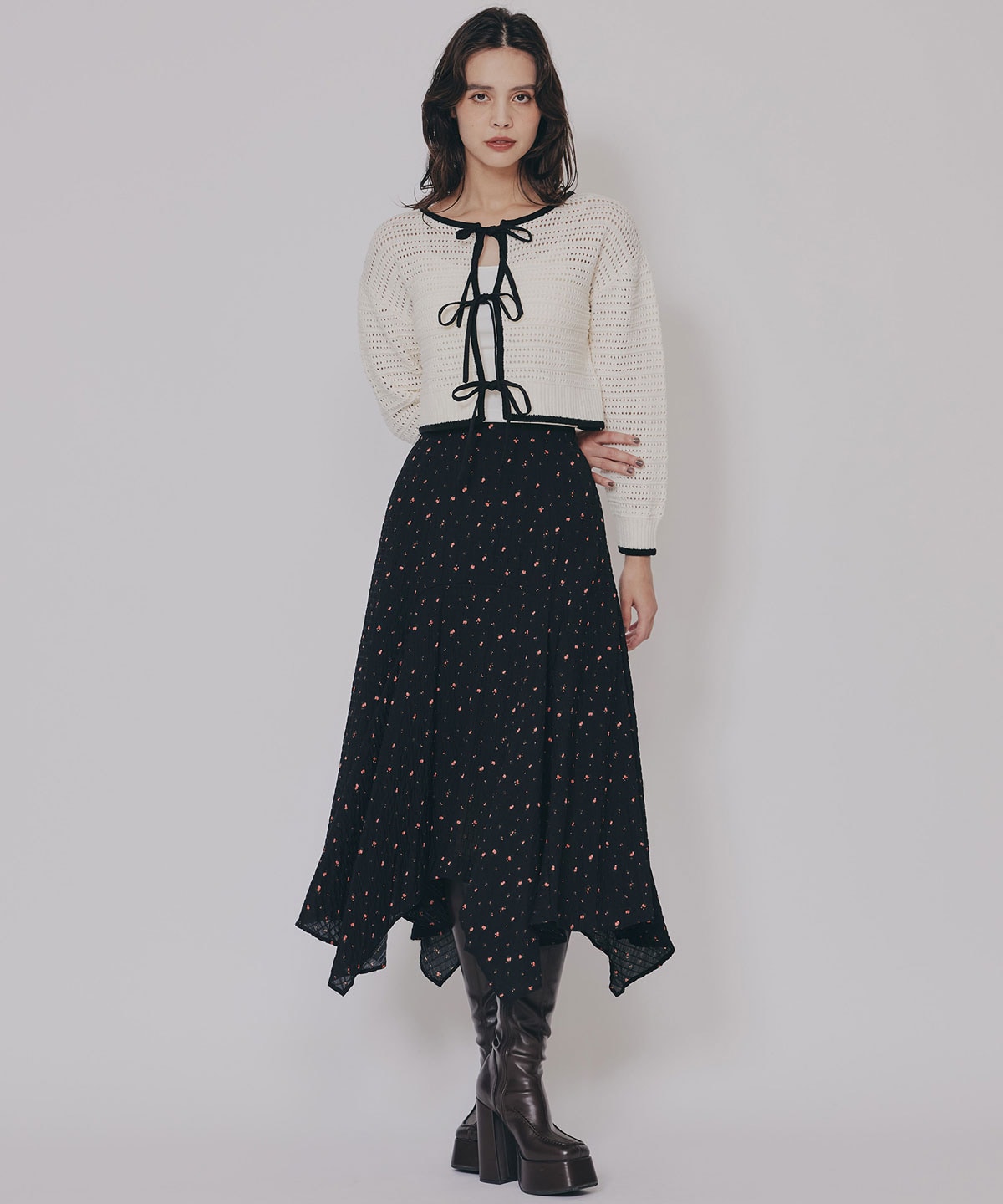 リボンニットカーディガン