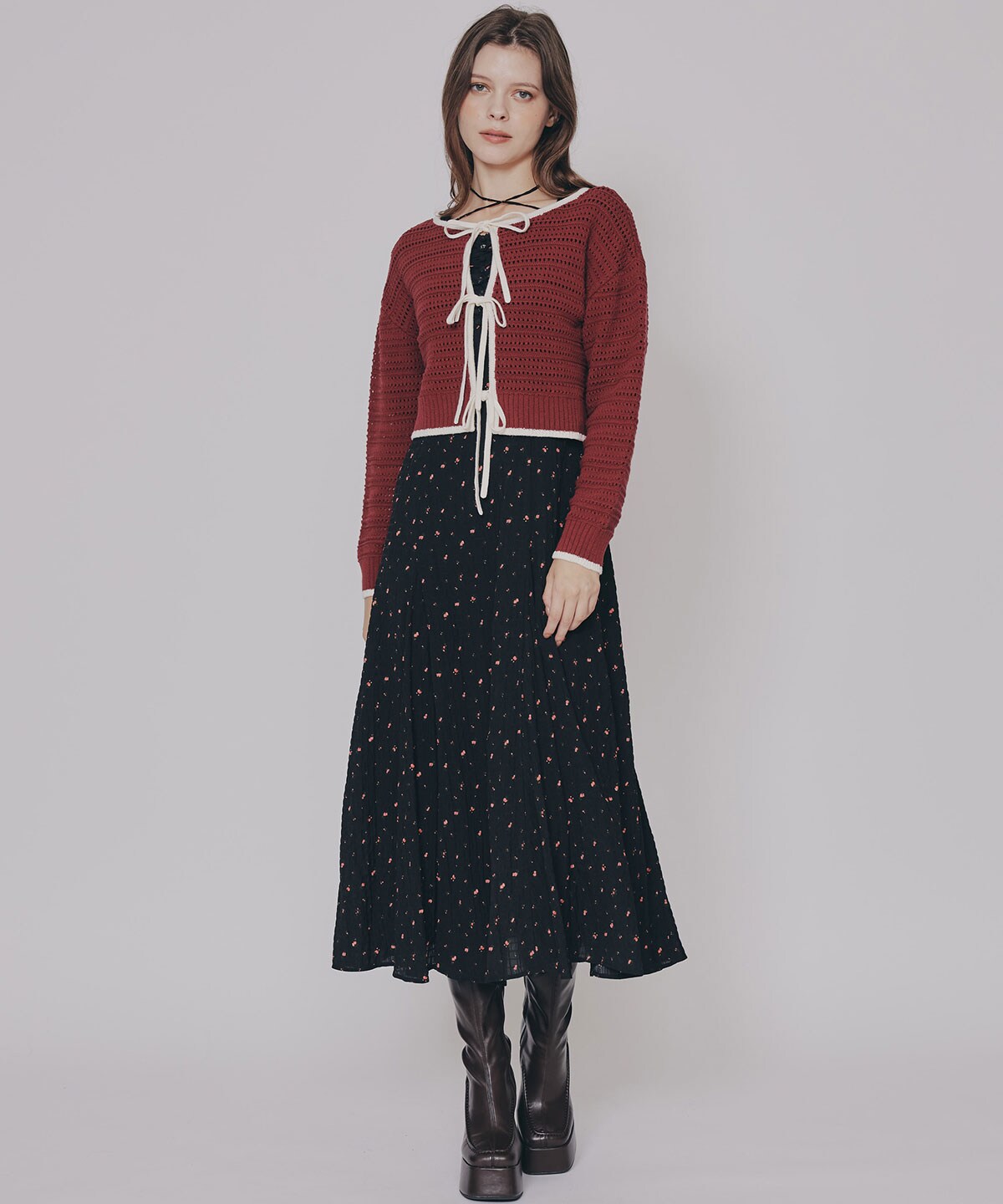 リボンニットカーディガン