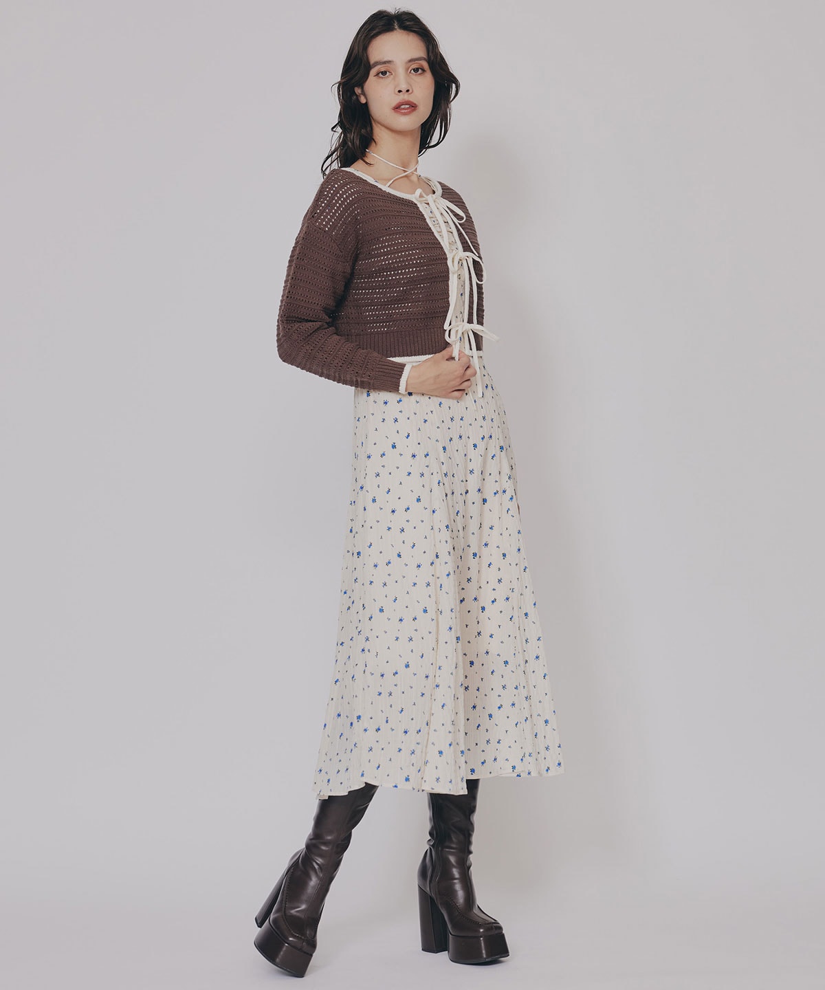 リボンニットカーディガン