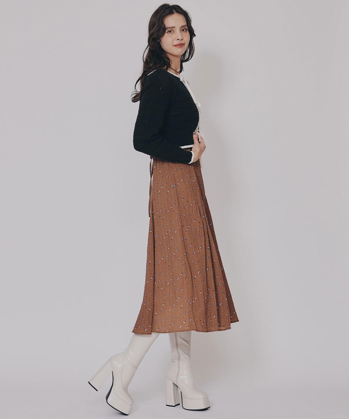 リボンニットカーディガン