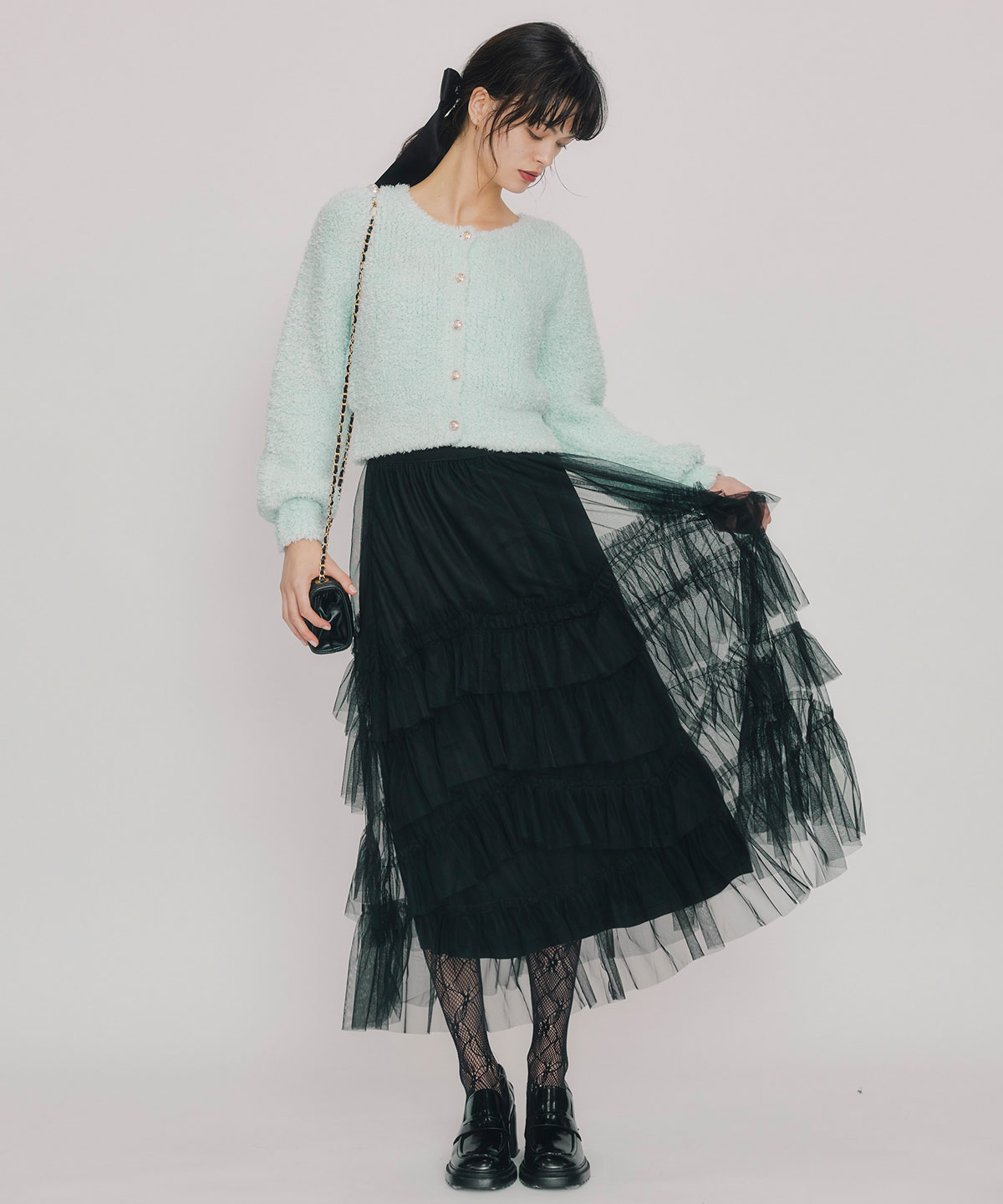 フラッフィブークレシャギーニットカーディガン