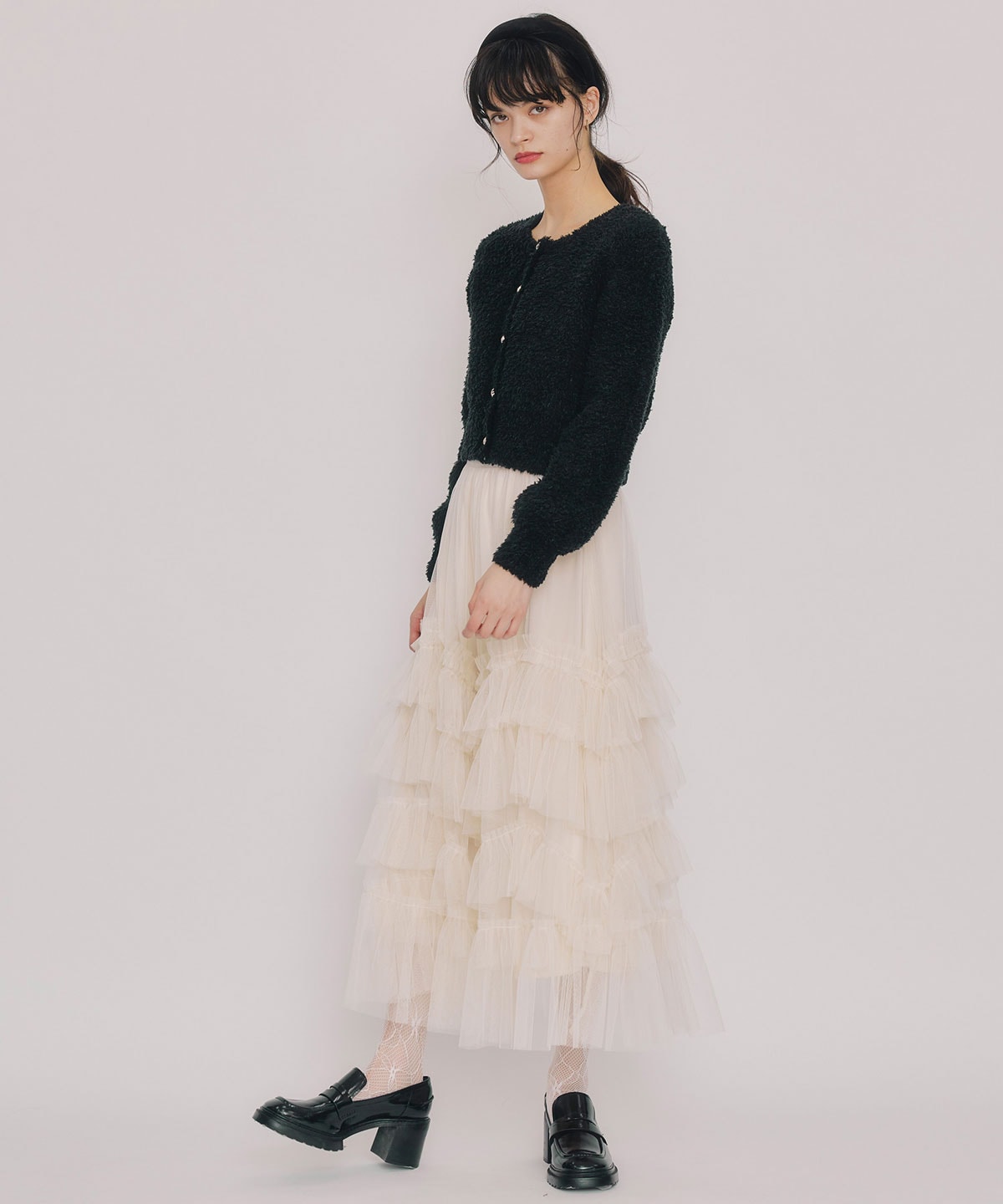 フラッフィブークレシャギーニットカーディガン